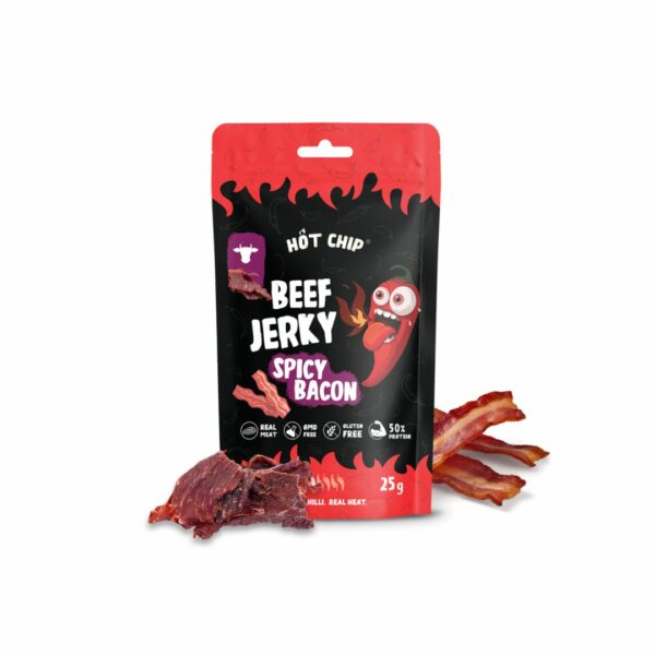 Hot Chip Beef Jerky Spicy Bacon Carne Secca gusto Bacon – 25gr