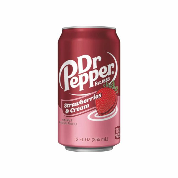 Dr Pepper Strawberry & Cream, Soda alla Fragola - 355ml