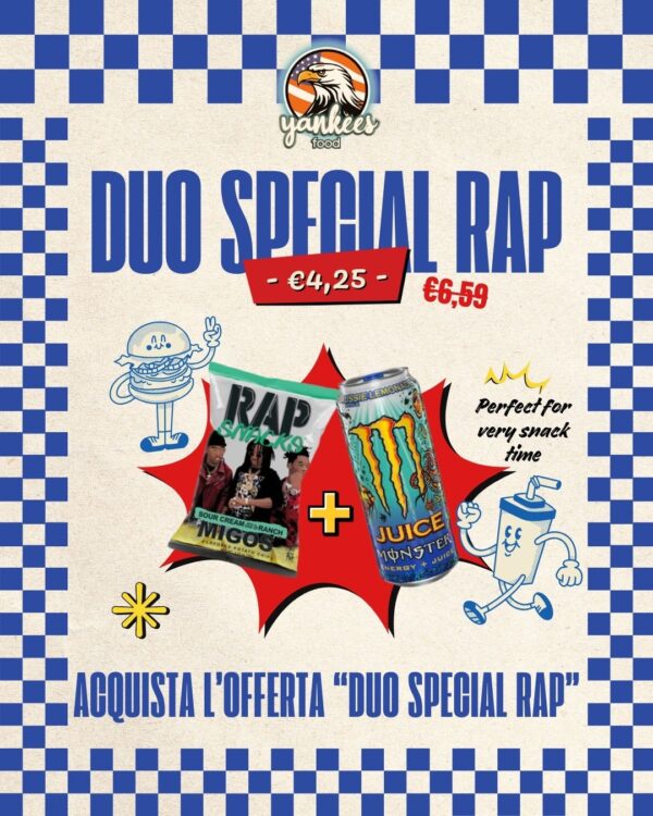 Offerta Duo Special Rap: Monster Aussie 500ml + Rap Snacks Migos - Panna Acida 71gr