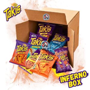 Takis Inferno Box - 7 gusti diversi di Takis per 568gr- Include la novità Takis Popcorn