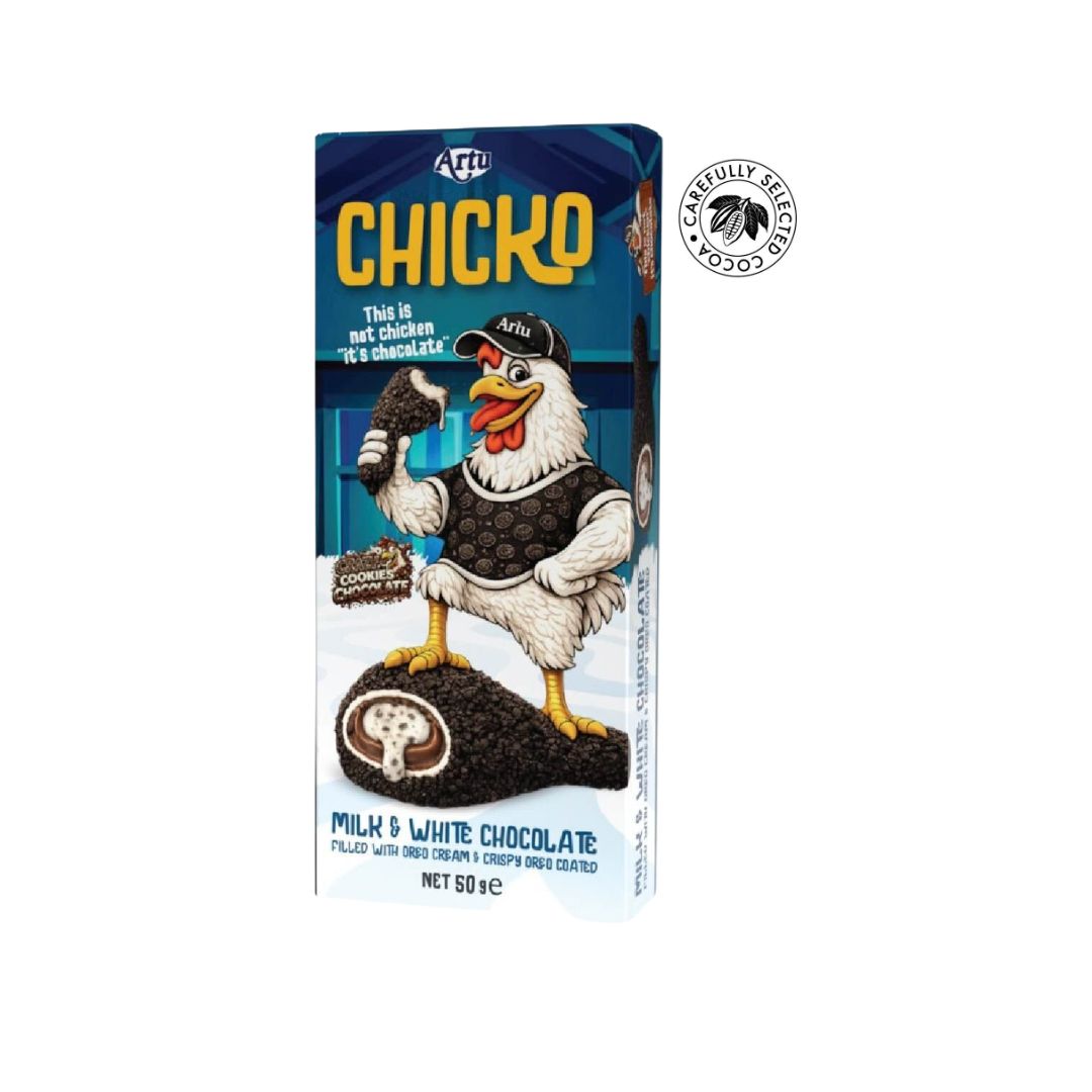 Artu Chicko Chicken Leg Oreo Cookies Cream | Coscia di Pollo al Cioccolato ripieno di crema aromatizzata Oreo ricoperto di particelle di biscotti al cacao - 50gr