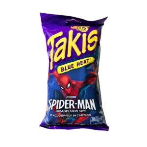 Takis Blue Heat Edizione Speciale Spider-Man Brand New Day - 100g – Tortilla Chips Mais Blu Peperoncino e Lime - Tortilla Chips di Mais Blu Arrotolate al Gusto Peperoncino e Lime | Snack Americani | 100gr